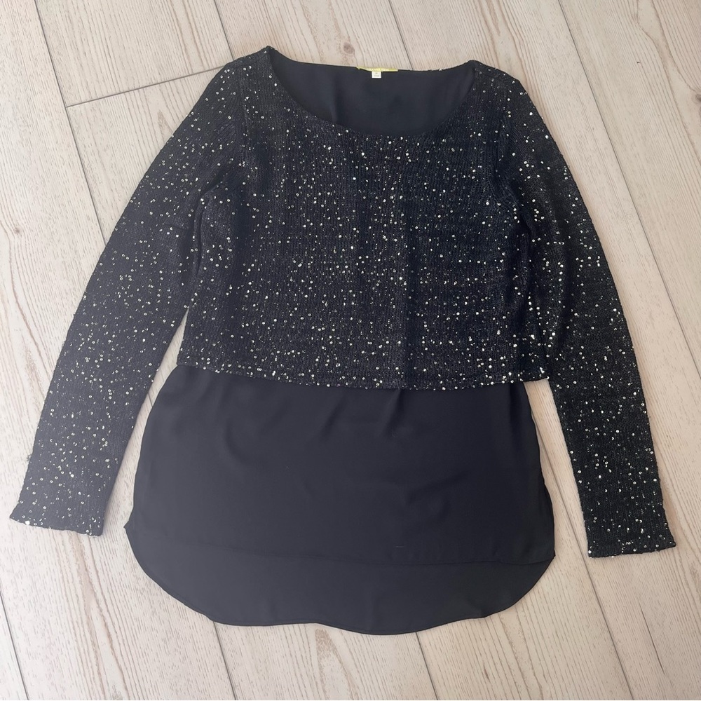Gianni Bini Black Sequin Blouse